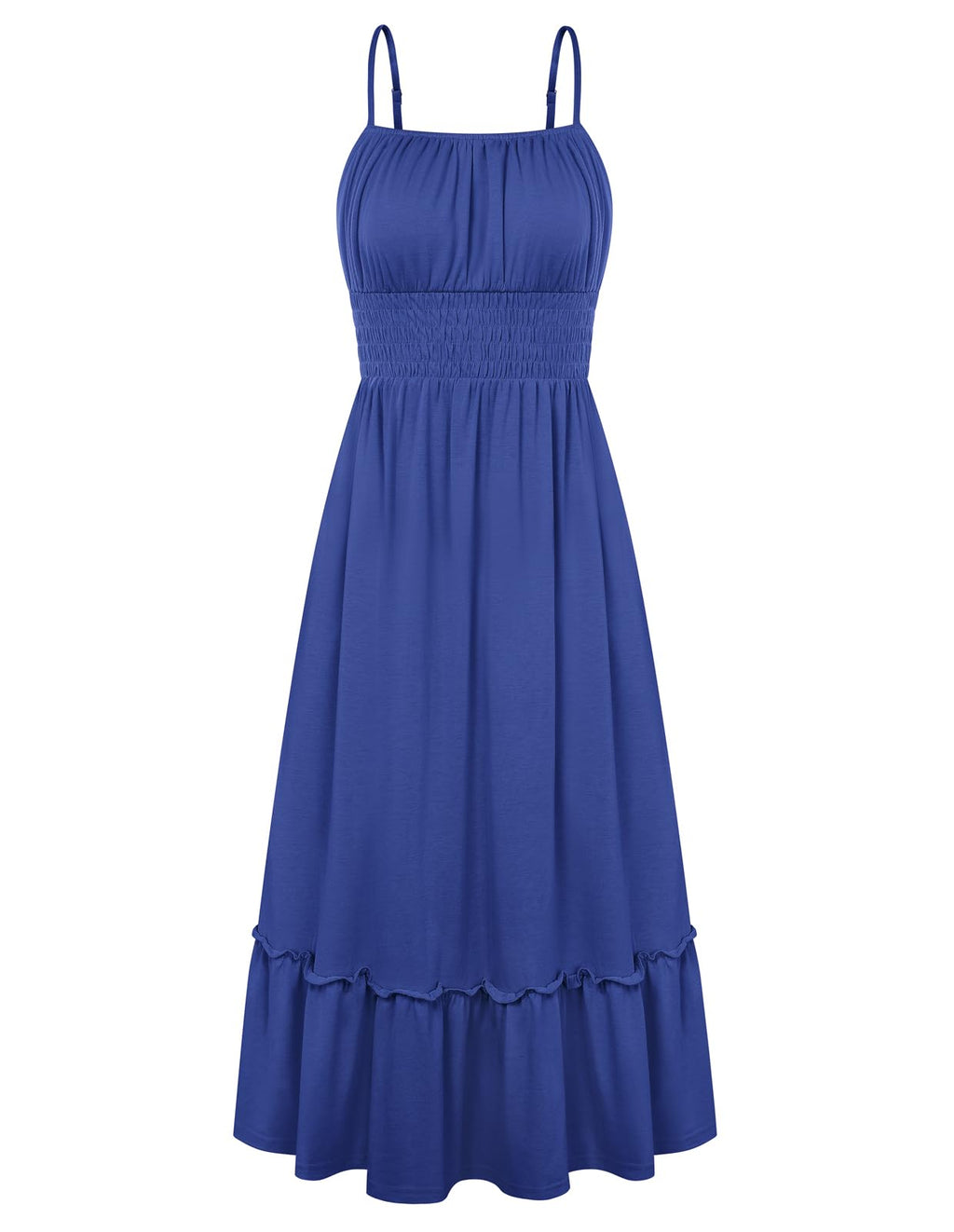 GRACE KARIN Women's Summer Maxi Dress 2026,Smocked Ruched Bust Sundress with Adjustable Straps & Pockets-Beach Vacation Dress