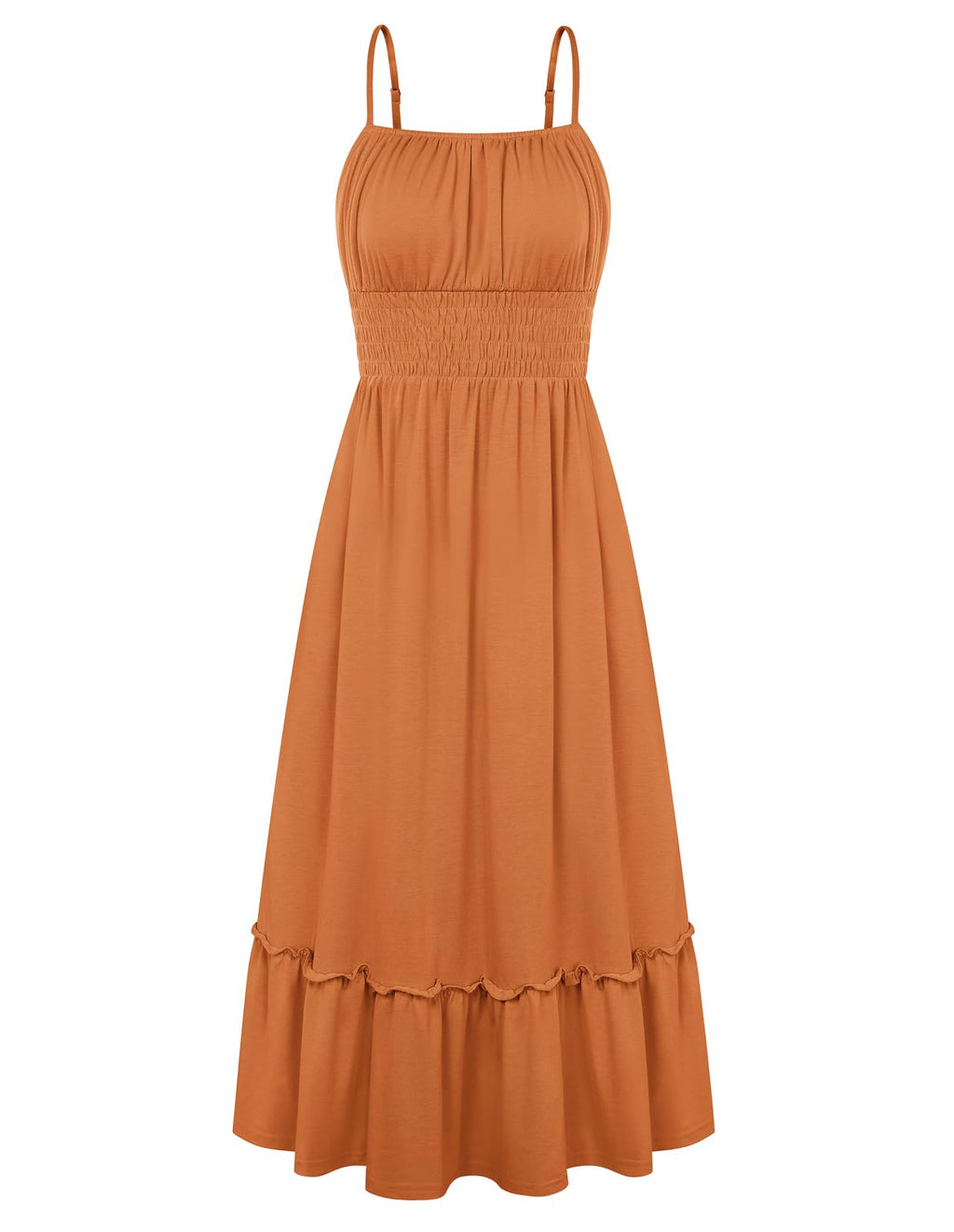 GRACE KARIN Women's Summer Maxi Dress 2026,Smocked Ruched Bust Sundress with Adjustable Straps & Pockets-Beach Vacation Dress