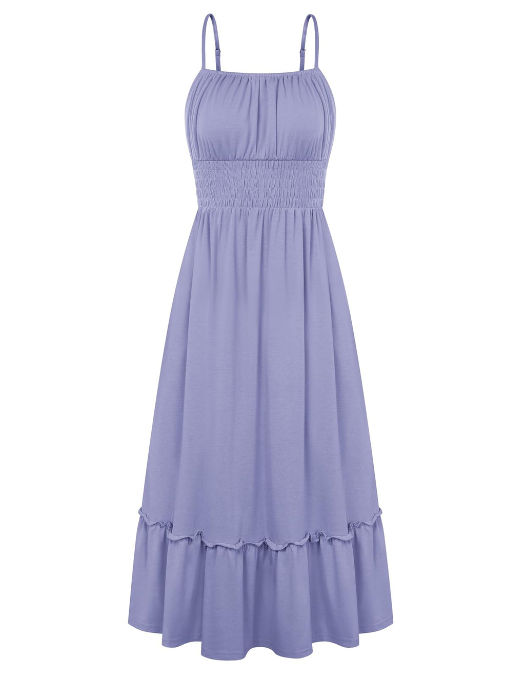 GRACE KARIN Women's Summer Maxi Dress 2026,Smocked Ruched Bust Sundress with Adjustable Straps & Pockets-Beach Vacation Dress