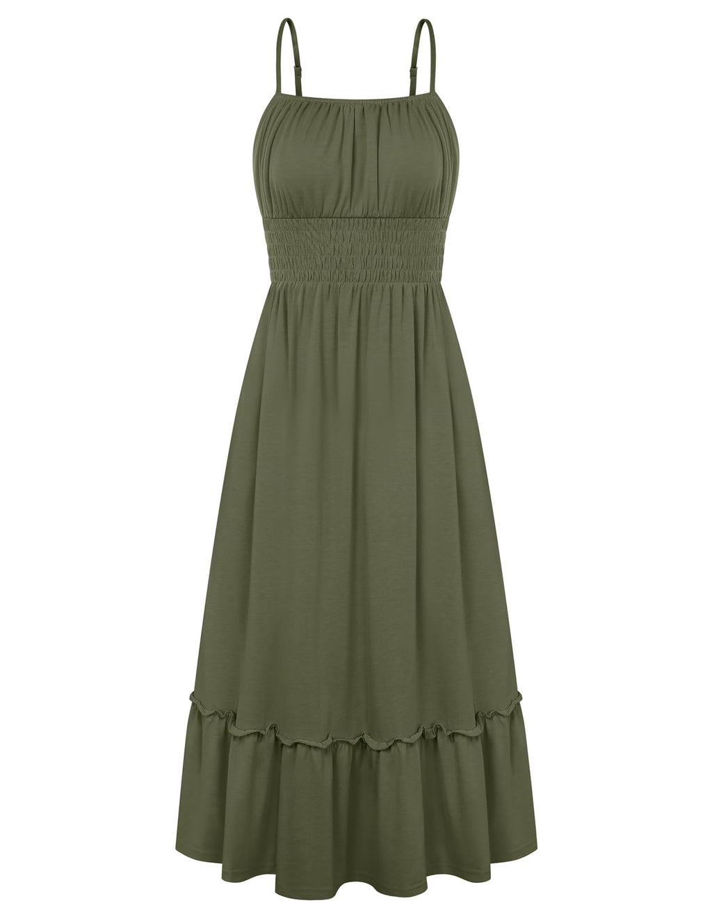 GRACE KARIN Women's Summer Maxi Dress 2026,Smocked Ruched Bust Sundress with Adjustable Straps & Pockets-Beach Vacation Dress