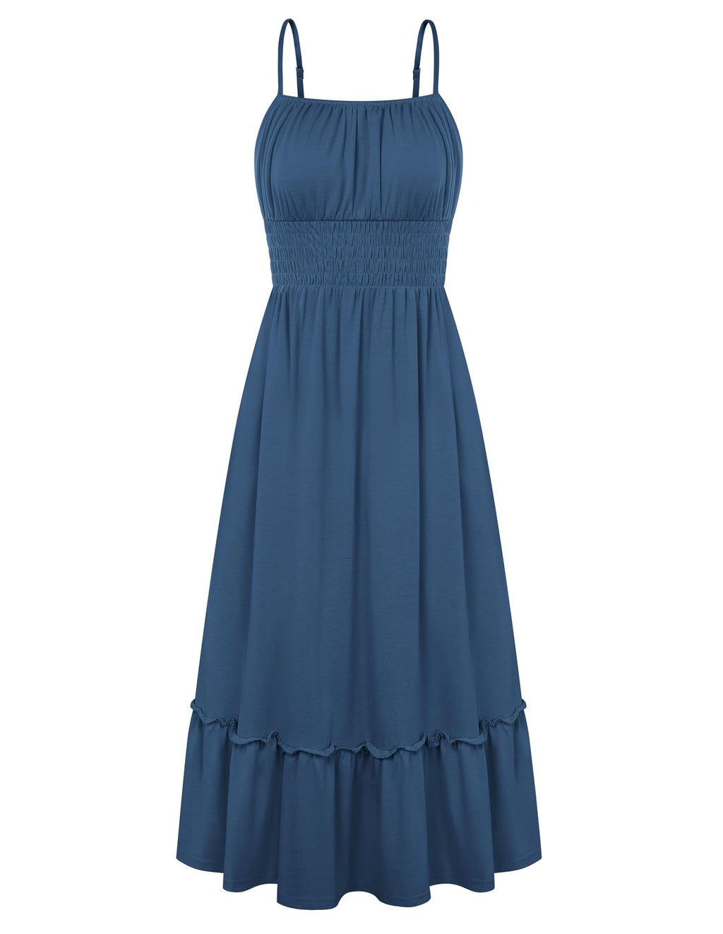 GRACE KARIN Women's Summer Maxi Dress 2026,Smocked Ruched Bust Sundress with Adjustable Straps & Pockets-Beach Vacation Dress