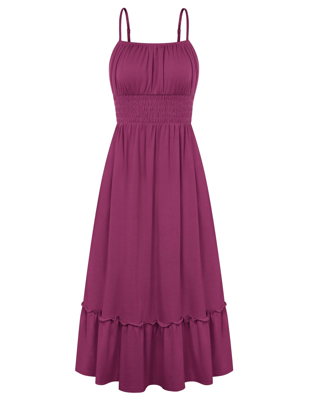 GRACE KARIN Women's Summer Maxi Dress 2026,Smocked Ruched Bust Sundress with Adjustable Straps & Pockets-Beach Vacation Dress