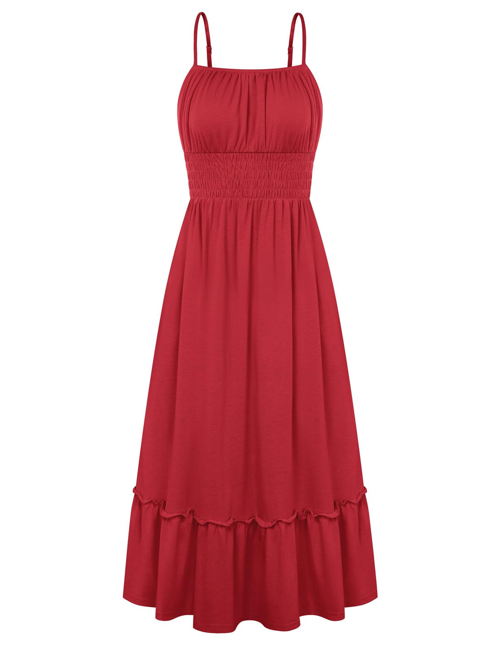 GRACE KARIN Women's Summer Maxi Dress 2026,Smocked Ruched Bust Sundress with Adjustable Straps & Pockets-Beach Vacation Dress