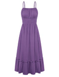 GRACE KARIN Women's Summer Maxi Dress 2026,Smocked Ruched Bust Sundress with Adjustable Straps & Pockets-Beach Vacation Dress