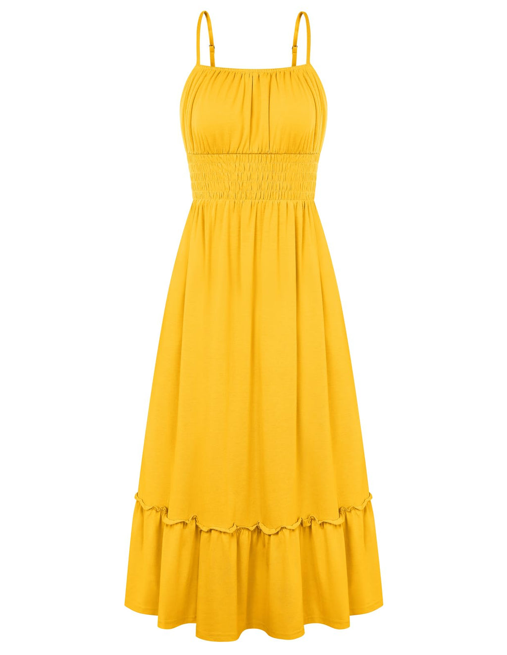GRACE KARIN Women's Summer Maxi Dress 2026,Smocked Ruched Bust Sundress with Adjustable Straps & Pockets-Beach Vacation Dress