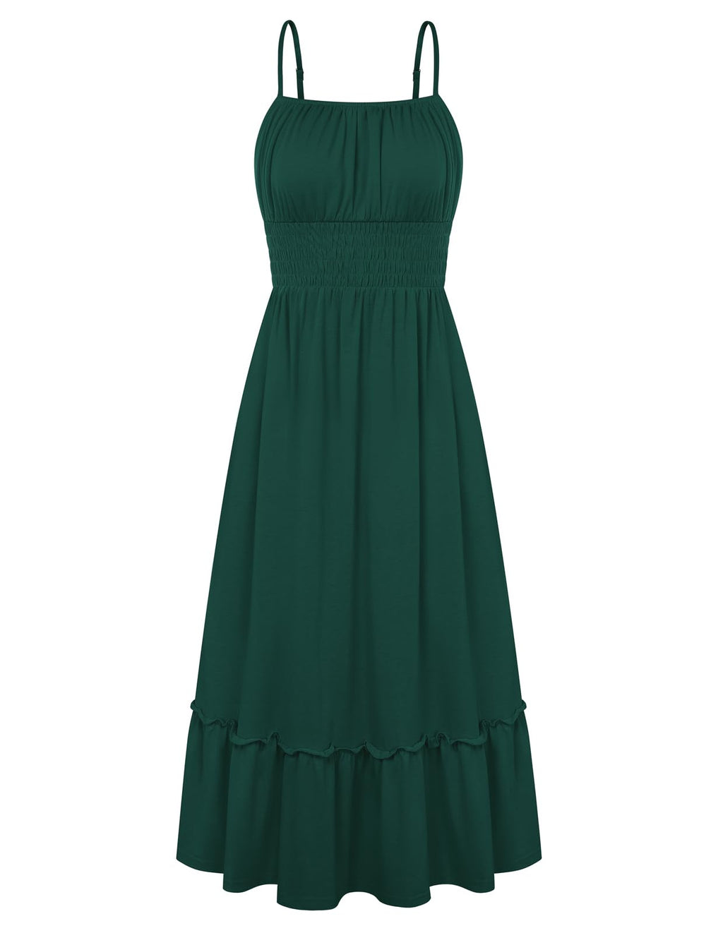 GRACE KARIN Women's Summer Maxi Dress 2026,Smocked Ruched Bust Sundress with Adjustable Straps & Pockets-Beach Vacation Dress