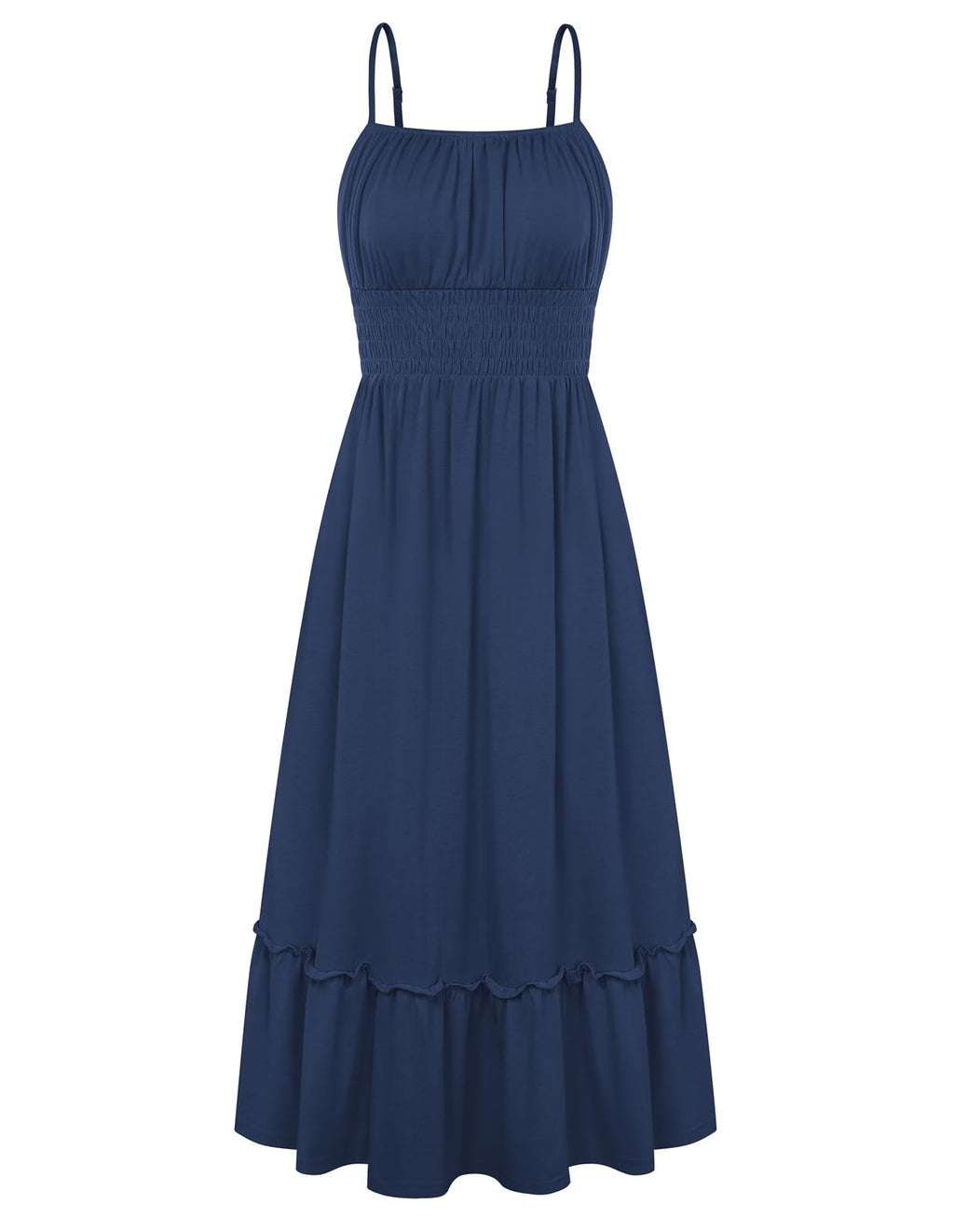 GRACE KARIN Women's Summer Maxi Dress 2026,Smocked Ruched Bust Sundress with Adjustable Straps & Pockets-Beach Vacation Dress
