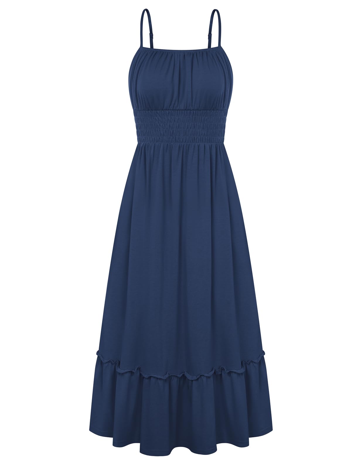 GRACE KARIN Women's Summer Maxi Dress 2026,Smocked Ruched Bust Sundress with Adjustable Straps & Pockets-Beach Vacation Dress