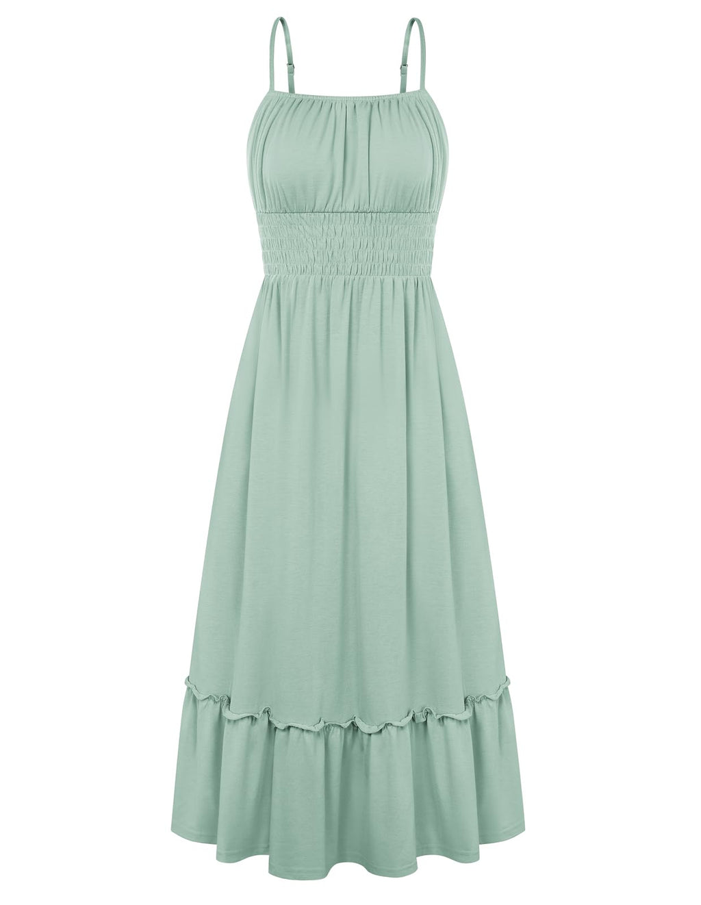 GRACE KARIN Women's Summer Maxi Dress 2026,Smocked Ruched Bust Sundress with Adjustable Straps & Pockets-Beach Vacation Dress