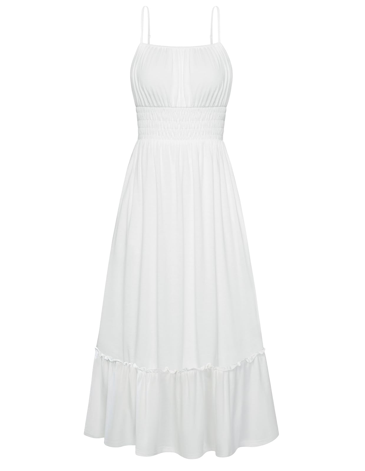 GRACE KARIN Women's Summer Maxi Dress 2026,Smocked Ruched Bust Sundress with Adjustable Straps & Pockets-Beach Vacation Dress