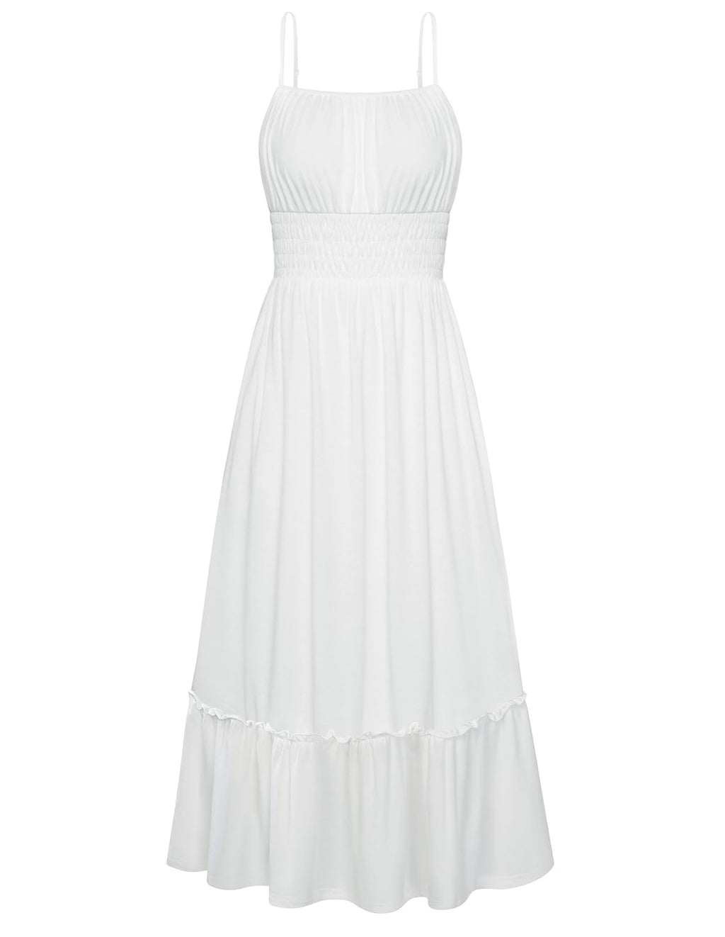 GRACE KARIN Women's Summer Maxi Dress 2026,Smocked Ruched Bust Sundress with Adjustable Straps & Pockets-Beach Vacation Dress