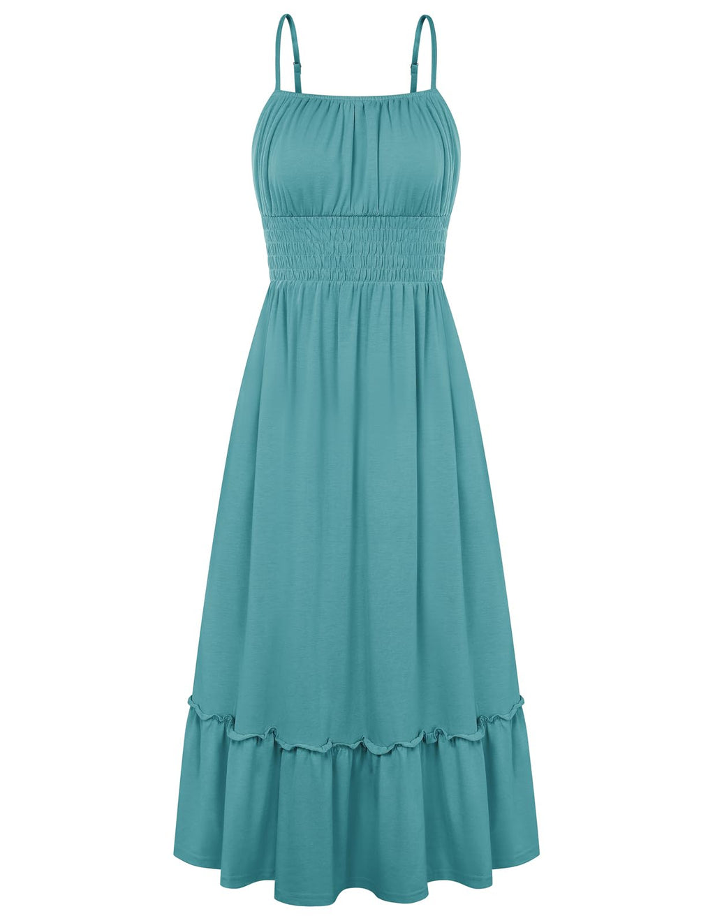 GRACE KARIN Women's Summer Maxi Dress 2026,Smocked Ruched Bust Sundress with Adjustable Straps & Pockets-Beach Vacation Dress