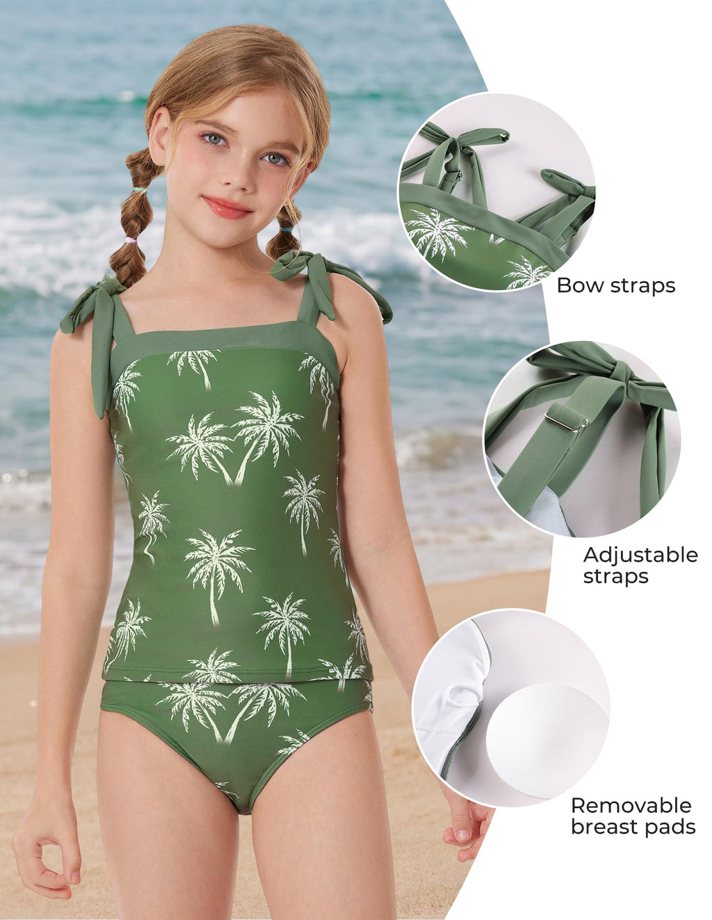 GRACE KARIN Teen Girls Swimsuits 2 Piece Tankini Set Bathing Suits for Kids 7-14Y